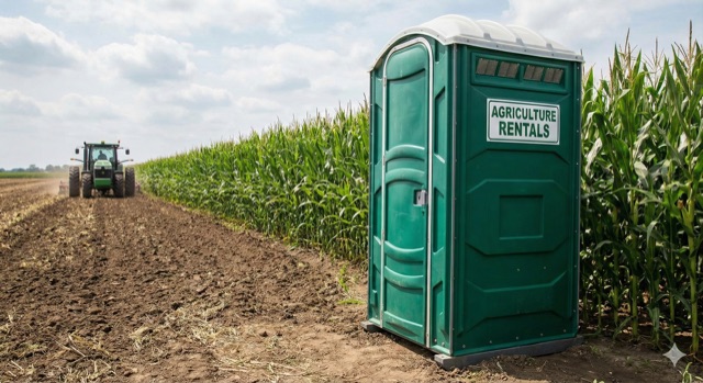 Agricultural portable toilet in the Central Valley fields