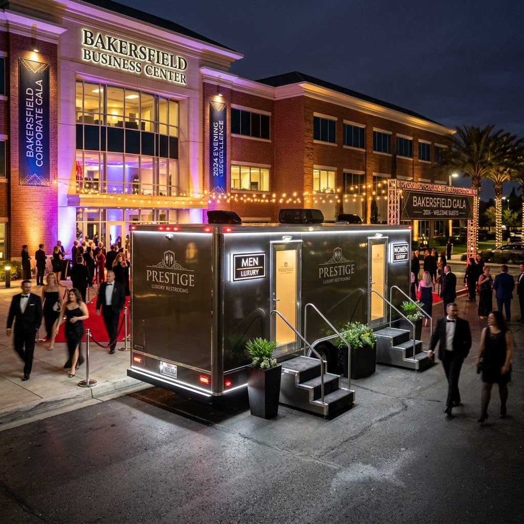 Luxury Restroom Trailer at a Bakersfield Corporate Gala