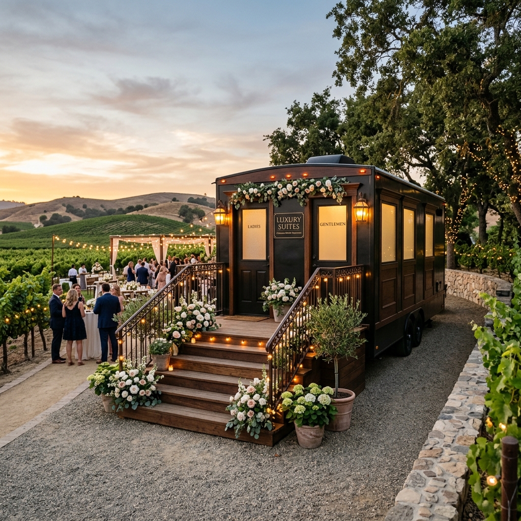 Luxury Restroom Trailer at a Bakersfield Wedding Venue