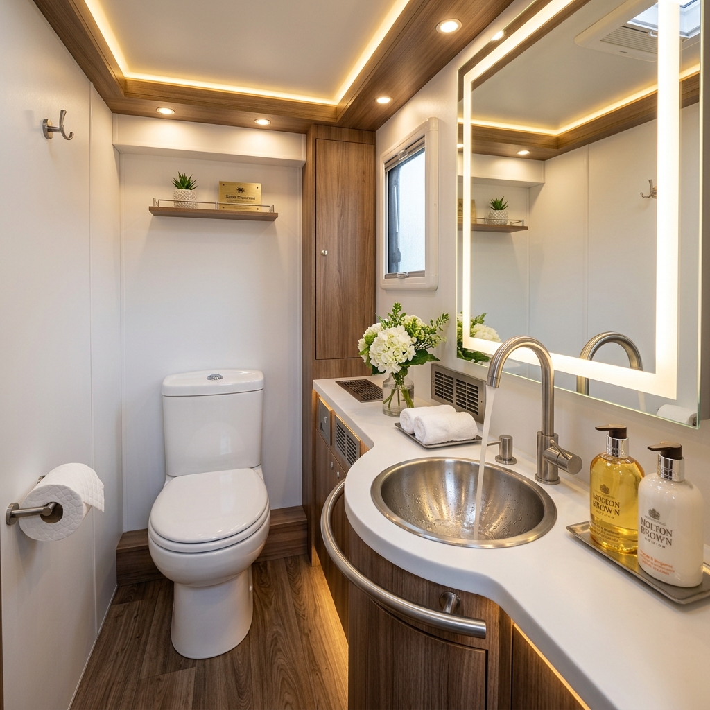 VIP Flushing Portable Toilet Interior Shafter CA